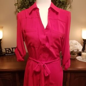 Express red button down dress